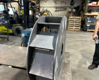 A piece of welded metal to be used in a production line